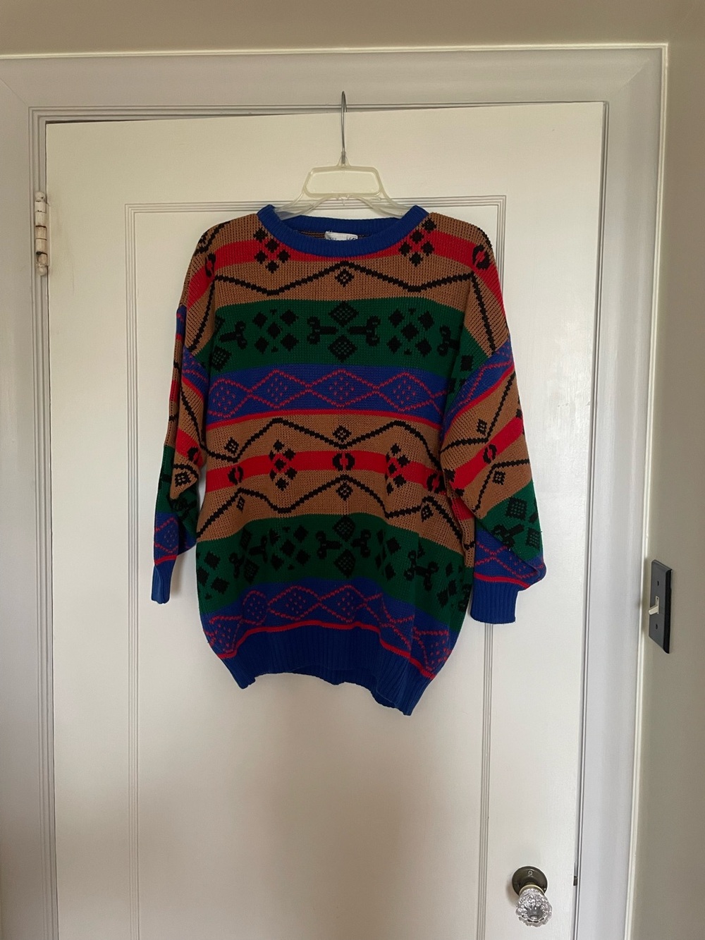 Vintage Geometric Print Crewneck Sweater